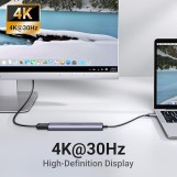 موزع USB C من يوجرين ريفودوك مع شحن بي دي 100 واط [كيبل مضفر]، محول من النوع C الى HDMI 4K30Hz و3 منافذ بيانات USB A