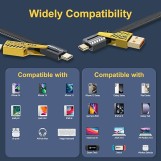 كابل من نوهون بطول 304.8 مليمتر نوع USB متوافق مع سلسلة آيفون 15 وسلسلة سامسونج جالاكسي