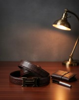حزام جلد رجالي فاخر  Men’s Genuine Leather Belt