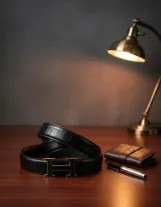 حزام جلد رجالي فاخر  Men’s Genuine Leather Belt