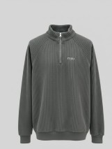 سويت شيرت ريب بنص سوستة  Ribbed Half-Zip Sweatshirt