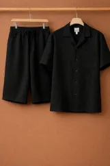 طقم كتان شورت